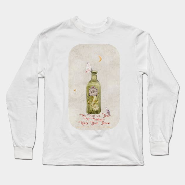 Nature Quote We Need the Tonic of Wildness watercolor Long Sleeve T-Shirt by penandbea